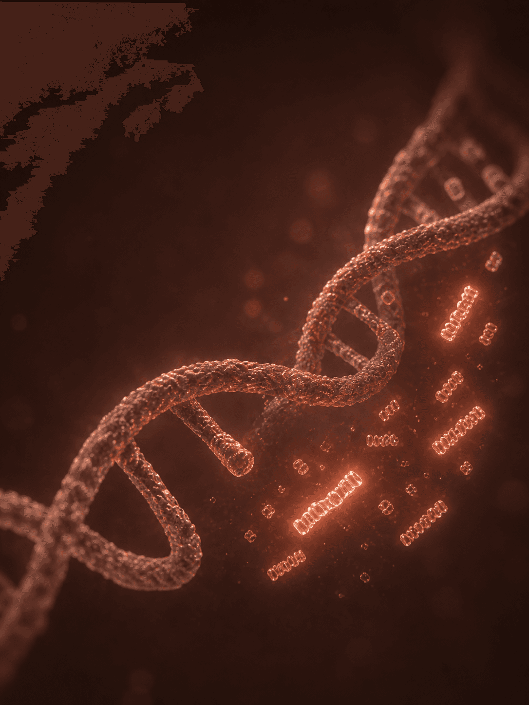 Glowing DNA double helix with methylation markers