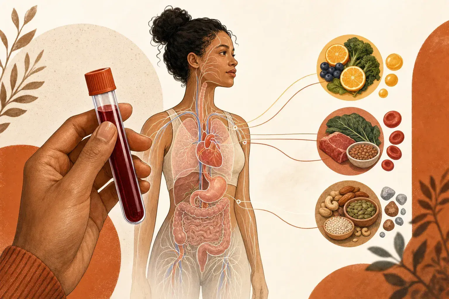 Vitamin deficiency blood test showing nutrients and related health markers.